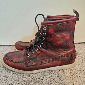 Sebago Lighthouse Docksider High Tops Firecracker Red Sz9 Mens/11Wmn